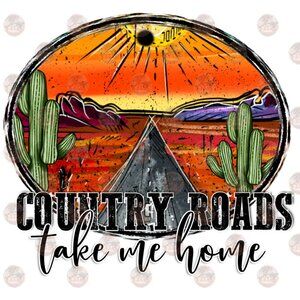 Handmade Tee In IVORY Featuring "COUNTRY ROADS TAKE ME HOME" Transfer